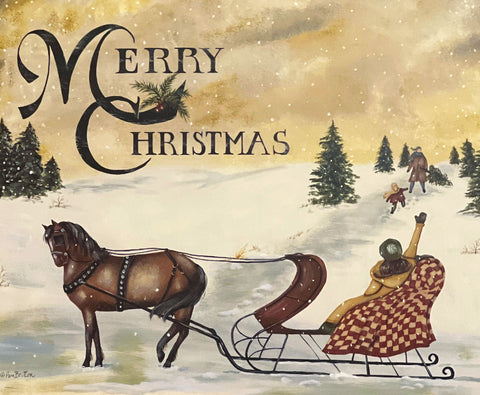 Pam Britton Merry Christmas Sleigh Ride Art Print-20 x 16