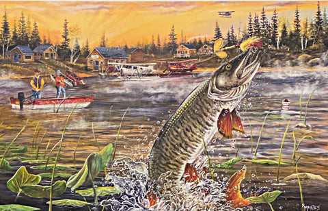 Ray Mertes Fishing Art Print Fly In (21.5x13.5)