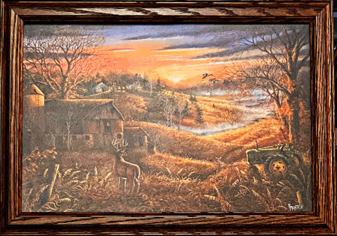 Ray Mertes Three's a crowd Deer Farm Art Print-Framed 20.5 x 14.5