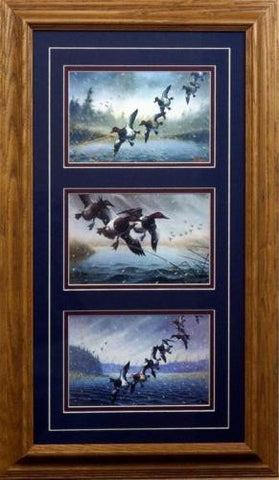 Redheads Battle Snow Duck Trilogy By Les Kouba Framed