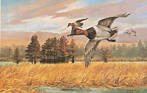 R.J. McDonald Down the alley S/N Duck Hunting Art Print 25.25x16.75