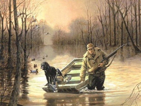R.J.McDonald Slippin In Duck Hunting Black Lab Print