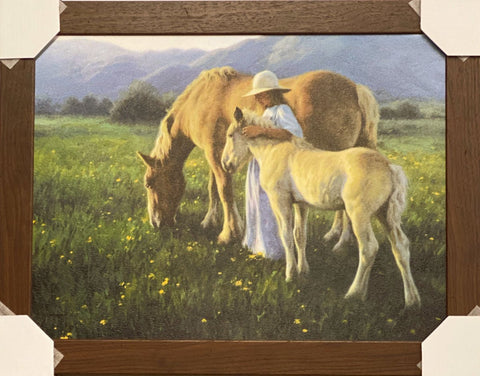 Robert Duncan Beautiful Blondes Horse and Lady Art Print Framed 27.5 x 22