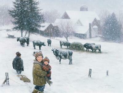 Robert Duncan Home for Dinner Children Farm Cow Art Print  24 x 18