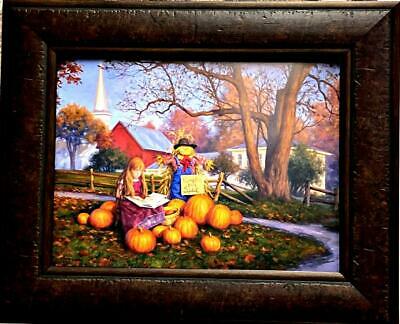 Robert Duncan Pumpkins for Sale Children Fall Art Print Framed 21.5 x 17.5 19032FT