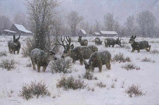 Robert Duncan The Villagers Deer Buck Farm Art Print 24 x 16