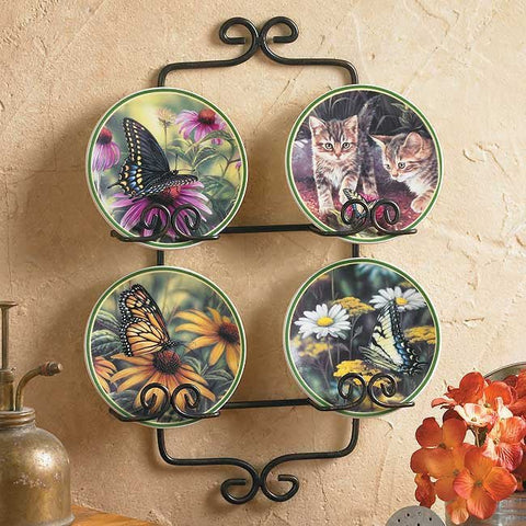 Rosemary Millette Garden Visitors Set of 4 Mini Plates