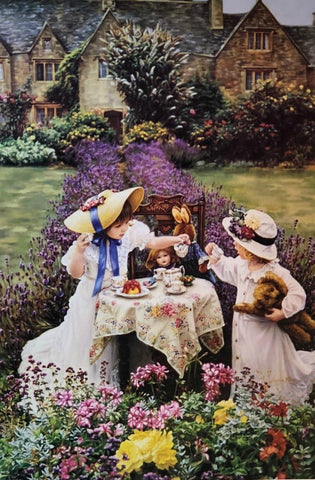 Sandra Kuck Afternoon Tea Girls Playing in Garden