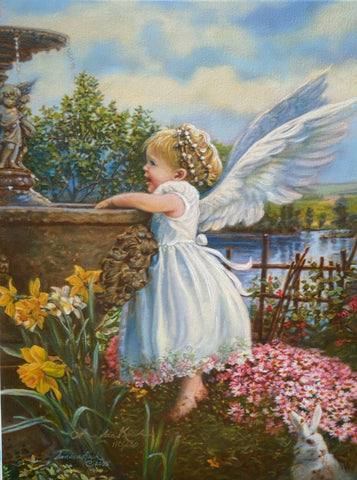 Sandra Kuck Spring Angel S/N Canvas with cert 12 x 16