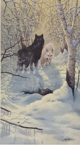 Scot Storm Wolf Art Print Winter Glow Signed (10x18)