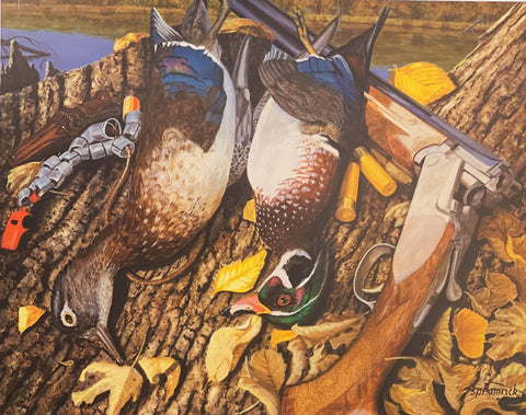 Steve Hamrick Just Rewards Wood Duck S/N Art Print 19.75 x 16