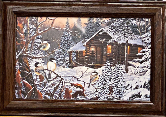Terry Doughty Enchanted Woods Chickadee Framed Decorator Print 14.5 x 10