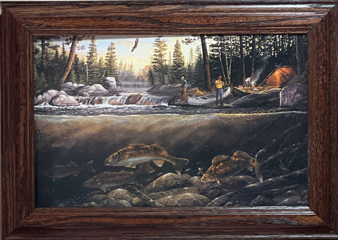 Terry Doughty Fishing the Falls Art Print-Framed 14.5 x 11.5