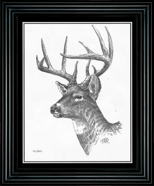 Terry Redlin Deer Pencil Sketch Framed 9.5'' x 11.5''