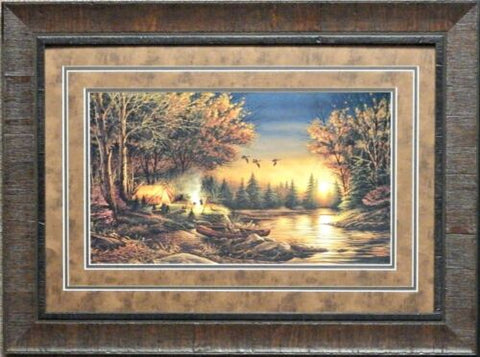 Terry Redlin Evening Solitude Camping Sunset  Art Print-Framed 27.5 x 20.5