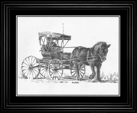 Terry Redlin Horse & Buggy Pencil Sketch - 11.5"x9.5"