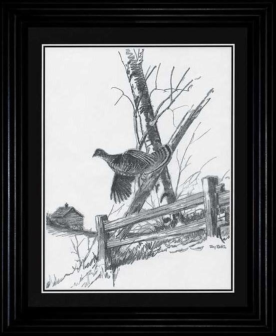 Terry Redlin Ruffed Grouse Pencil Sketch - 11.5"x9.5" - 11.5"x9.5"
