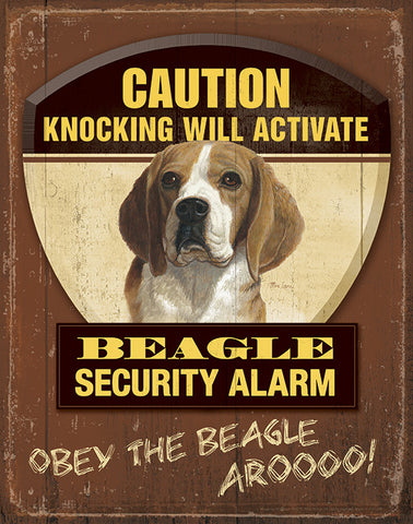 Mia Lane Warning Beagle Security Tin Sign 12 x 16