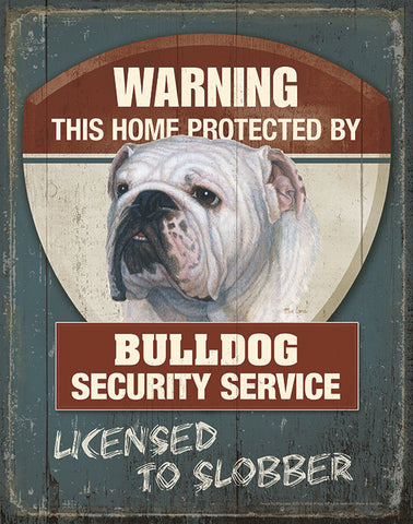 Warning Bulldog Security Service Tin Sign