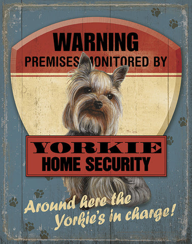 Yorkie Security Tin Sign