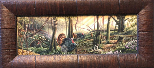 "Trophy Country" Wild Turkey Art Print By Mike Flentje Framed Decorator 17 " x 8