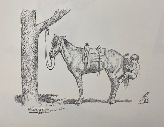 Will James Getting on the Hard Way Black and White Art Print  14 x 11