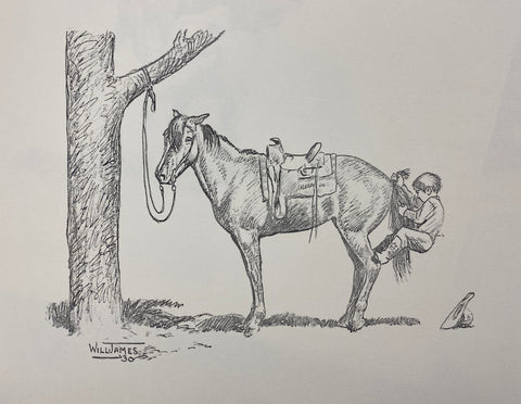 Will James Getting on the Hard Way Black and White Art Print  14 x 11