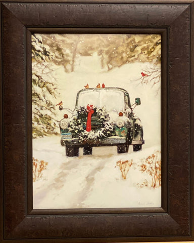 Bonnie Mohr Winter Park Christmas Old Truck Art Print-Framed 17.5 x 21.5