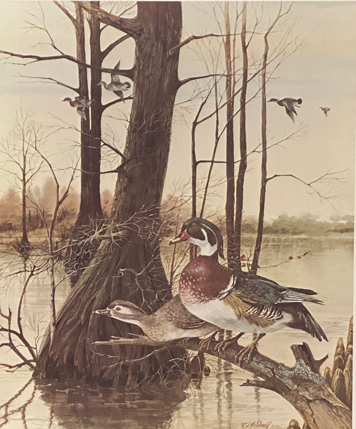 Woodies at Walnut Log by R.J. McDonald S/N with cert 16 x 19.75