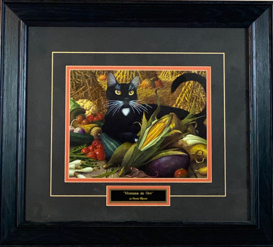 Wysocki Montana de oro Cat Fall Harvest Art Print-Framed 19 x 17