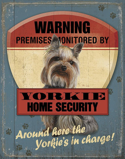 Yorkie Security Tin Sign